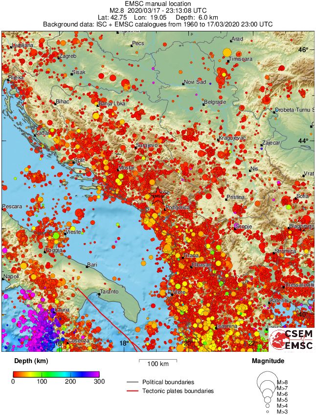regional depth historical seismicity