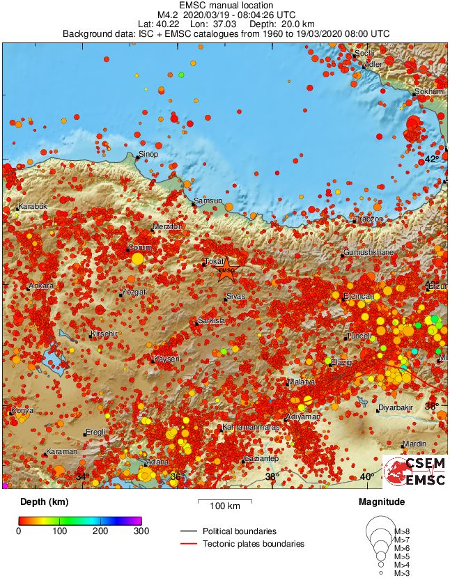 regional depth historical seismicity