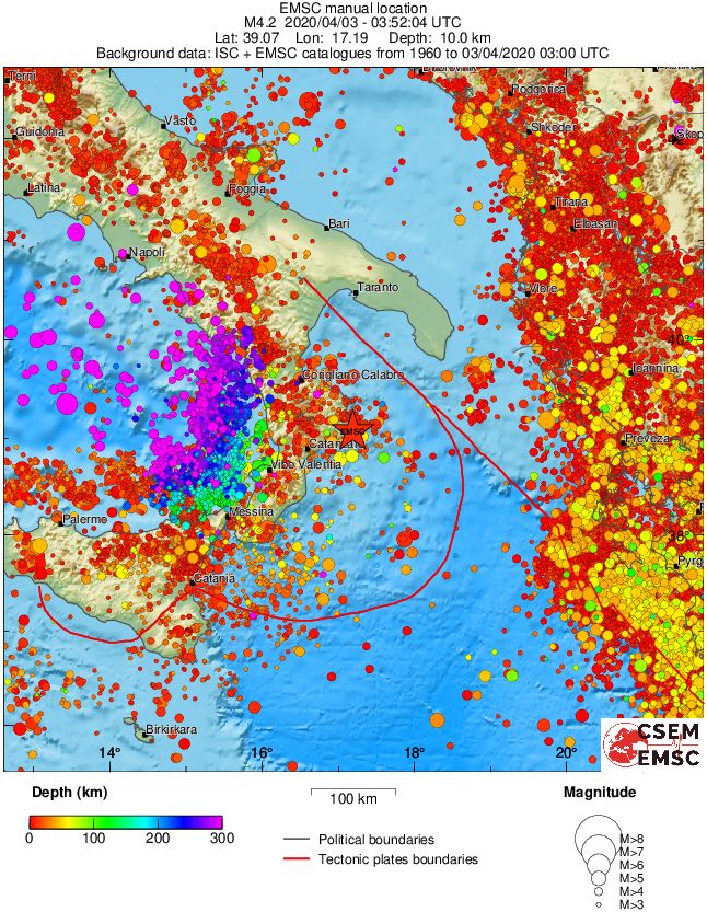 regional depth historical seismicity