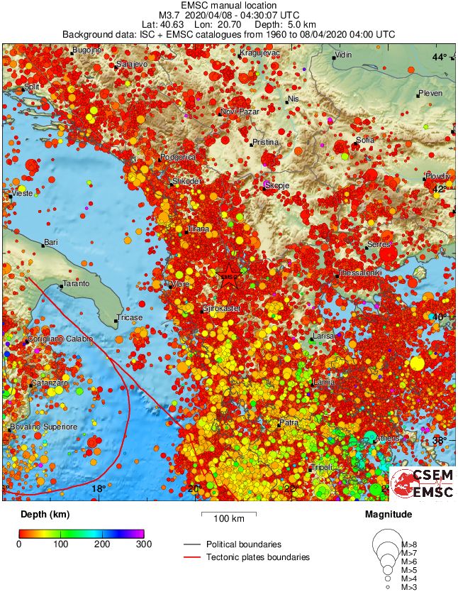 regional depth historical seismicity