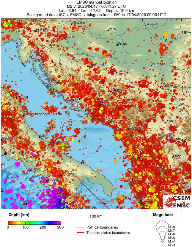 regional depth historical seismicity
