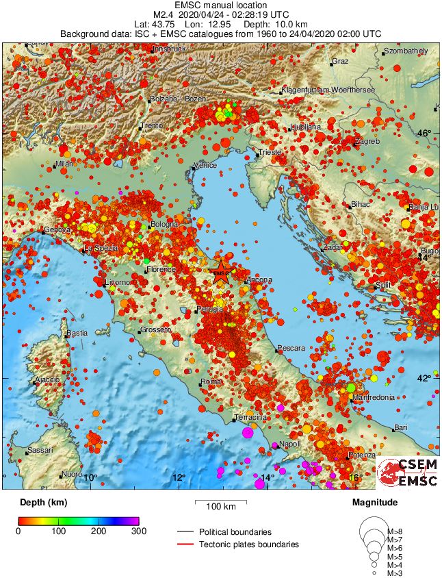 regional depth historical seismicity