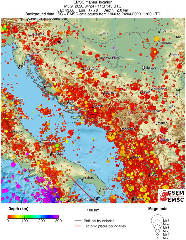 regional depth historical seismicity