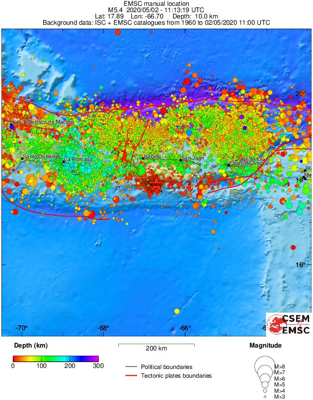 regional depth historical seismicity