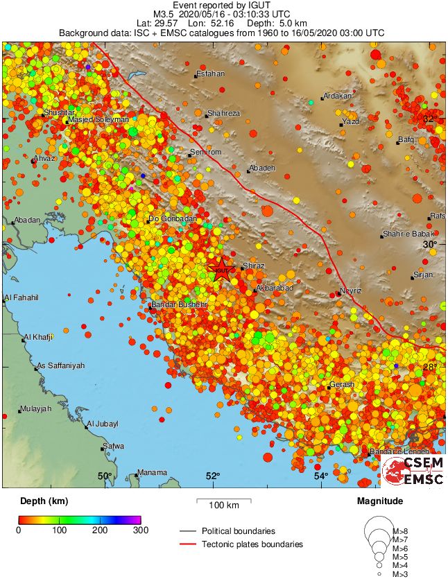 regional depth historical seismicity