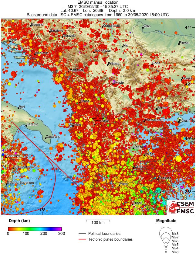 regional depth historical seismicity