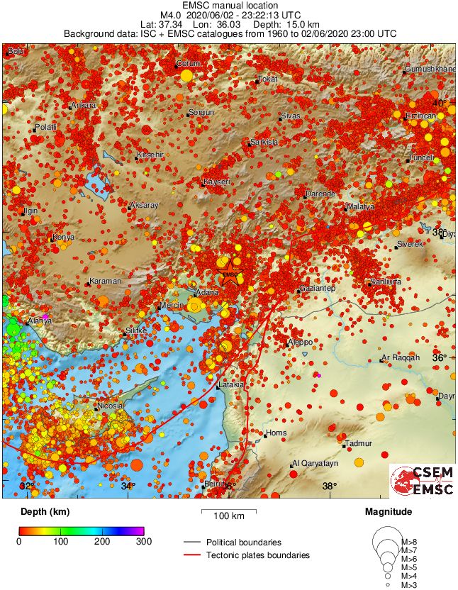 regional depth historical seismicity