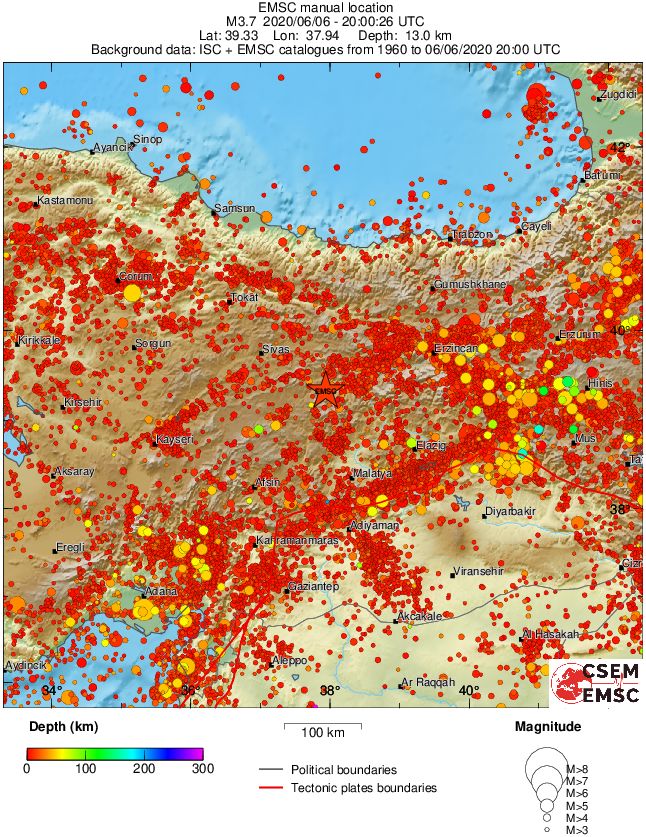 regional depth historical seismicity