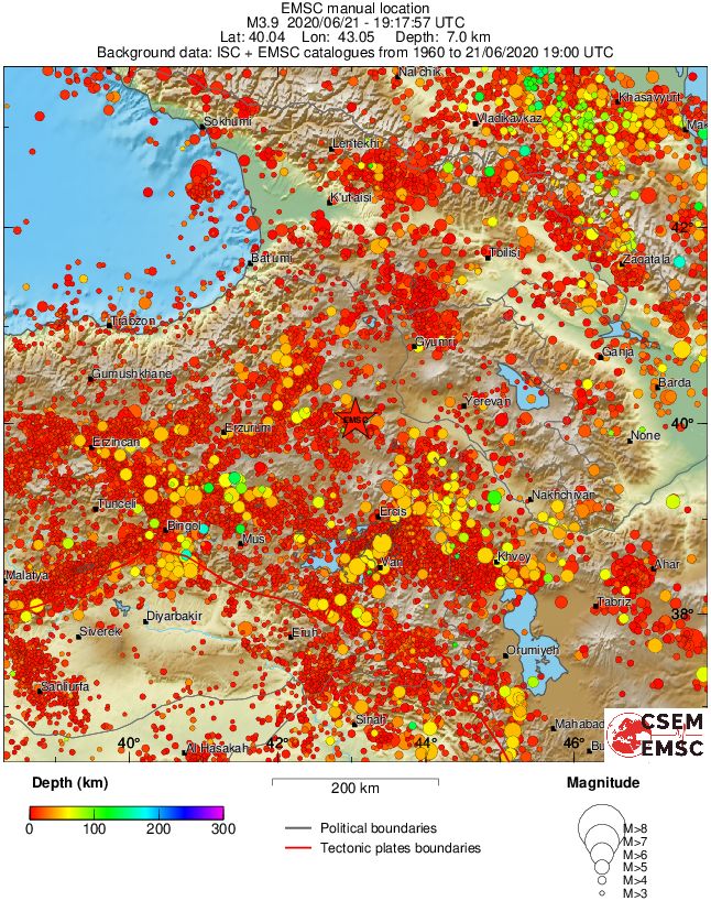 regional depth historical seismicity