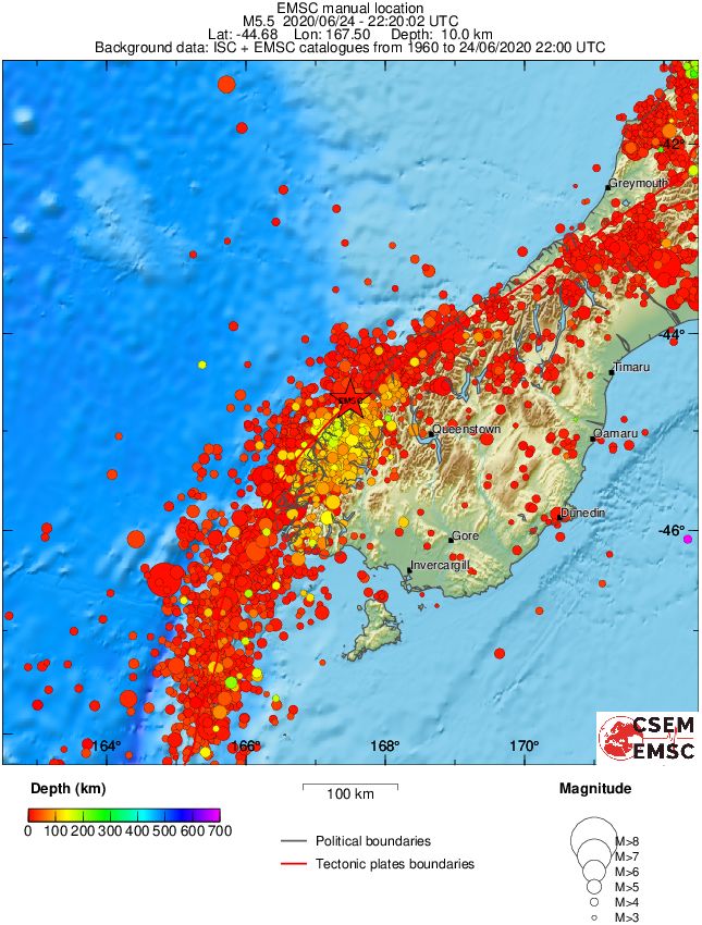 regional depth historical seismicity