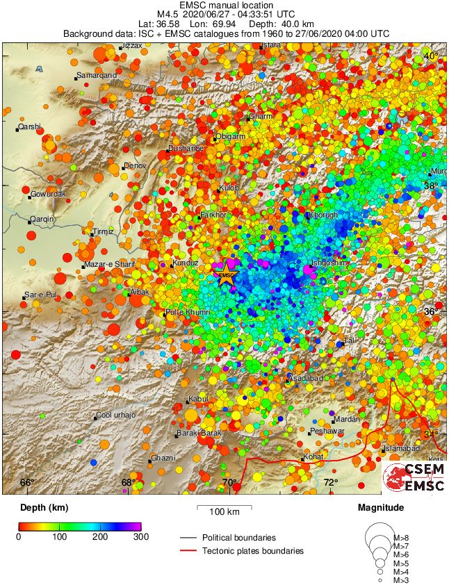 regional depth historical seismicity