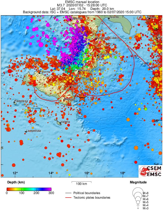 regional depth historical seismicity