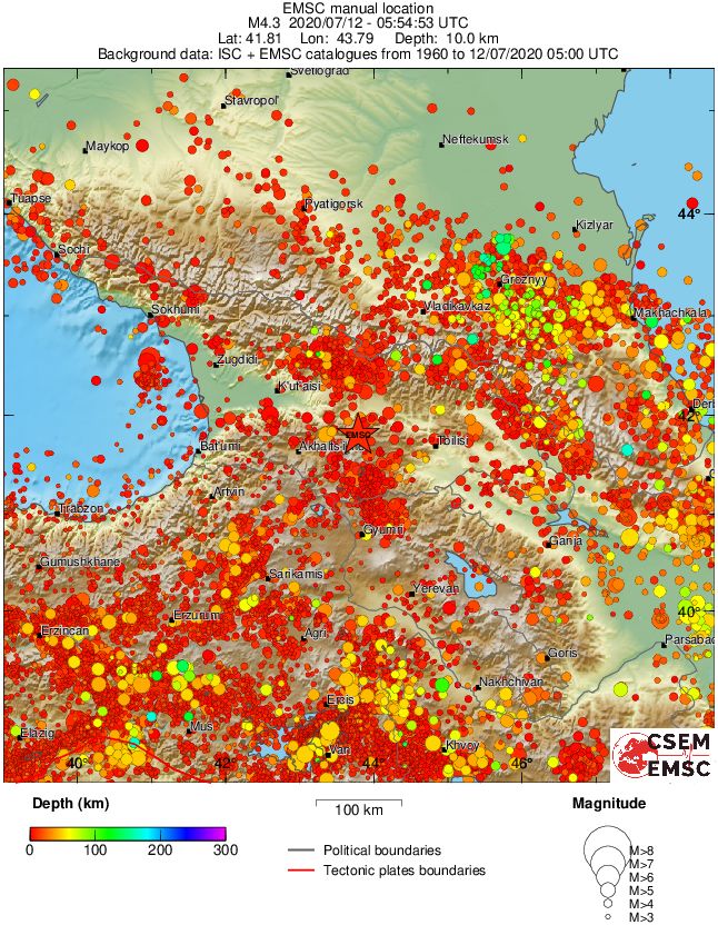 regional depth historical seismicity