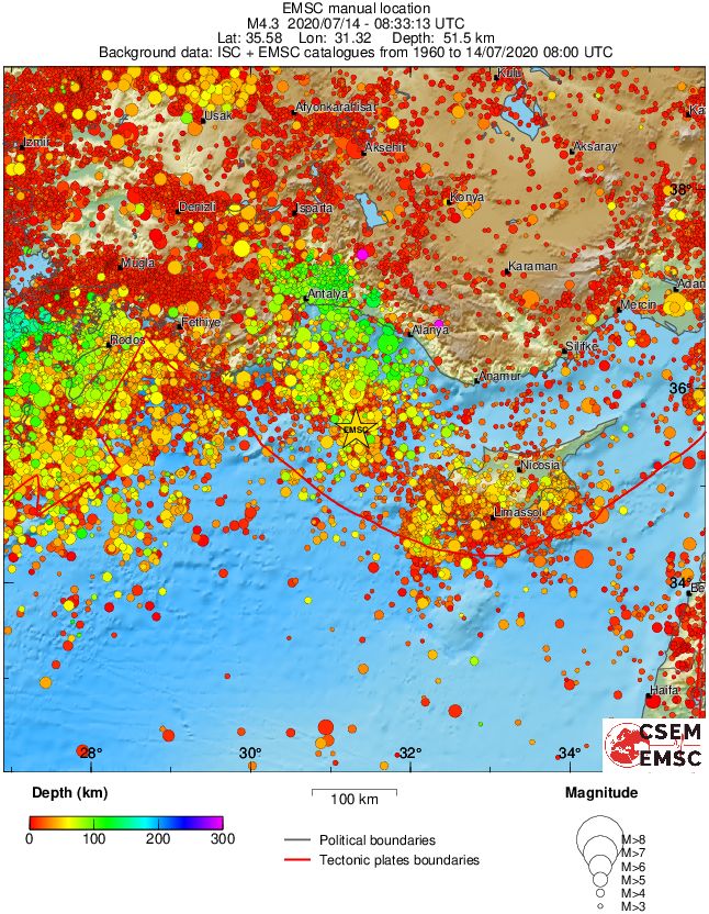 regional depth historical seismicity