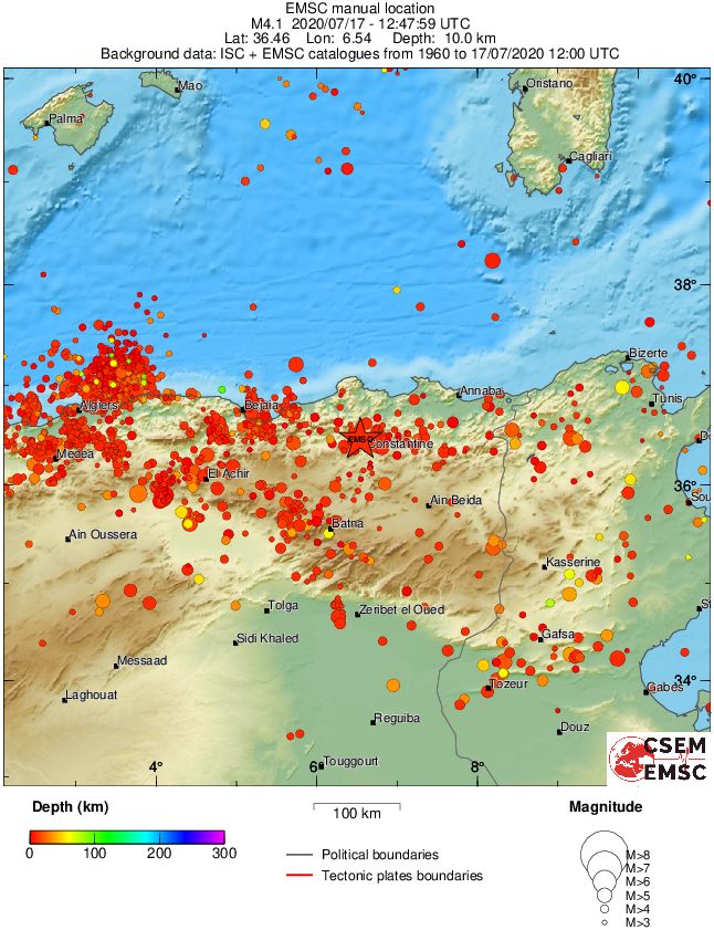 regional depth historical seismicity