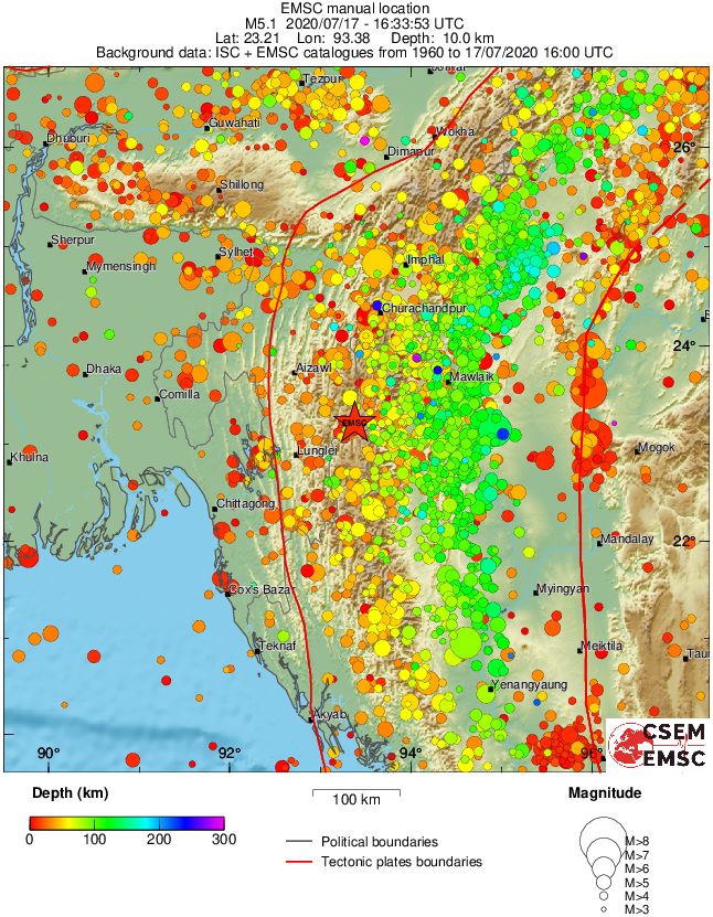 regional depth historical seismicity