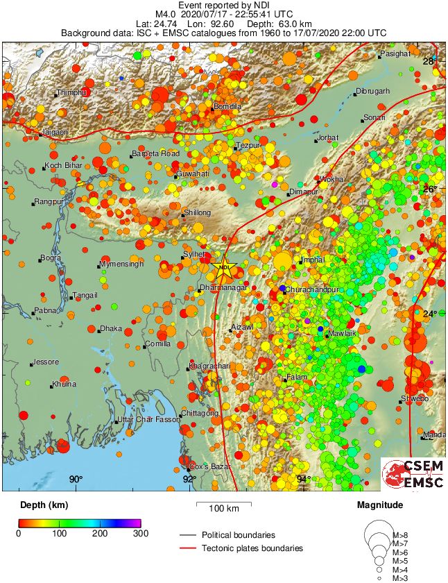 regional depth historical seismicity
