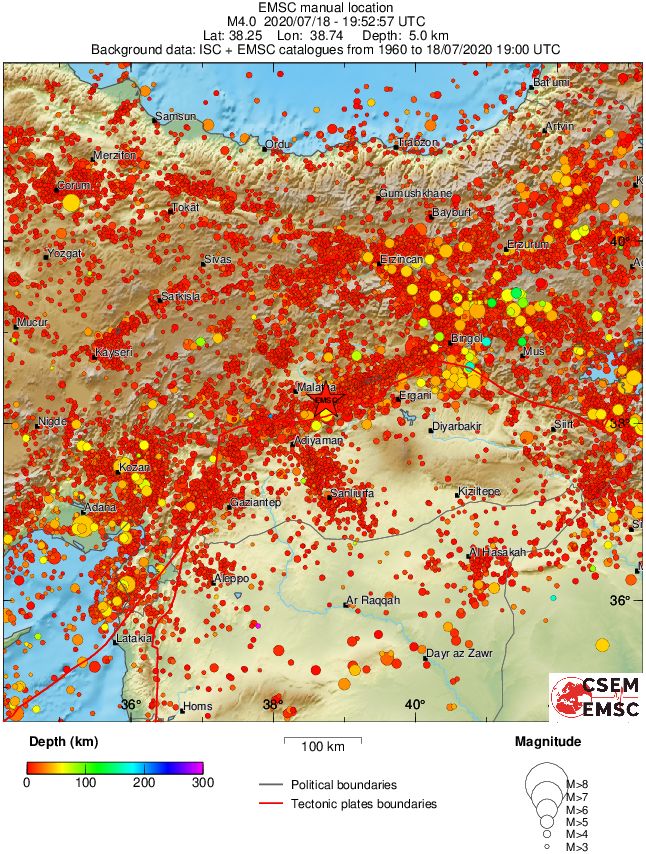 regional depth historical seismicity