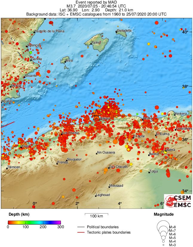 regional depth historical seismicity