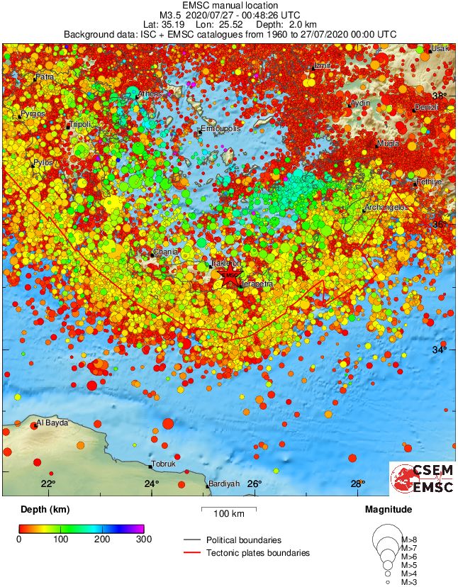 regional depth historical seismicity