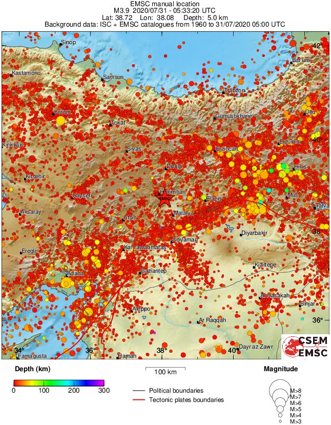 regional depth historical seismicity