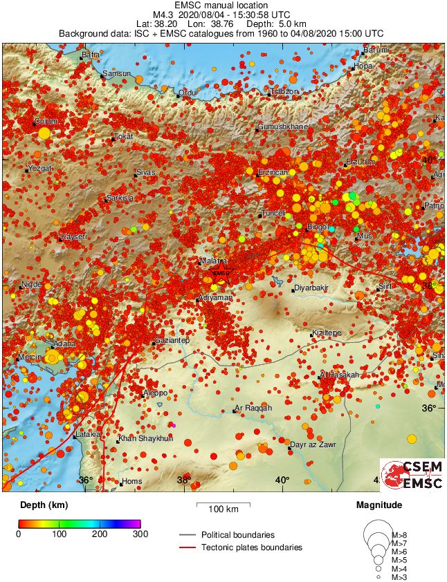 regional depth historical seismicity