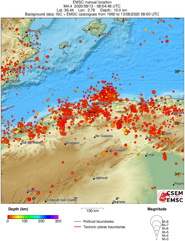 regional depth historical seismicity