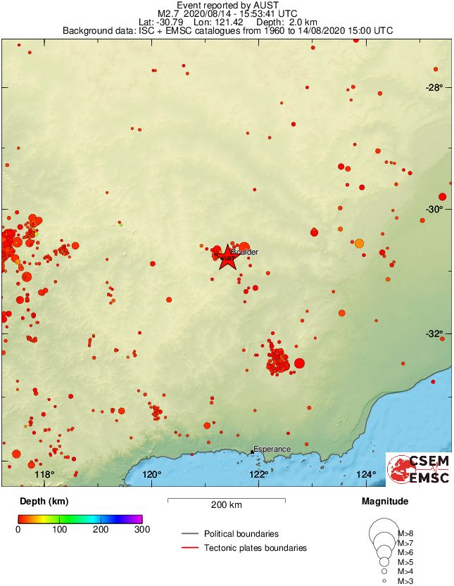 regional depth historical seismicity