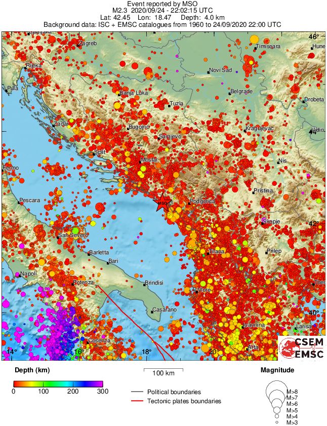 regional depth historical seismicity