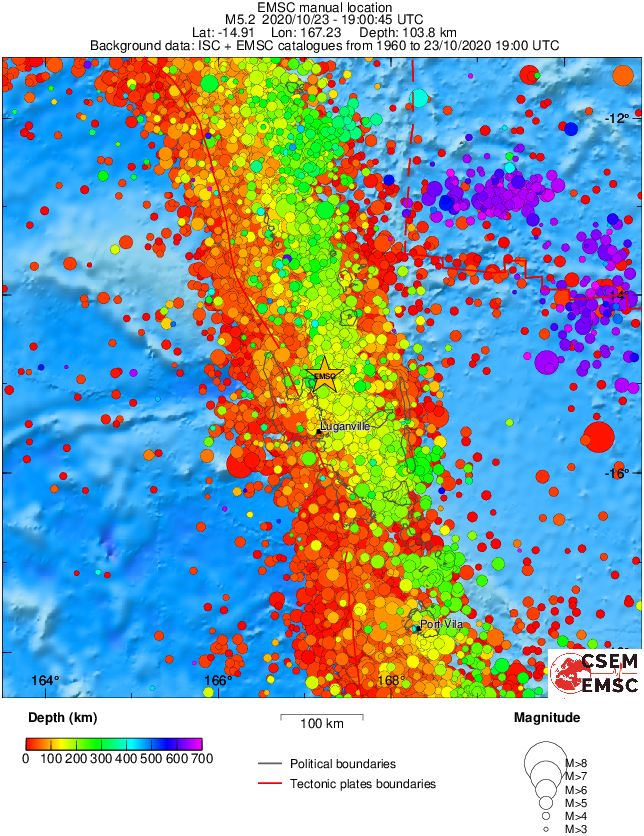 regional depth historical seismicity