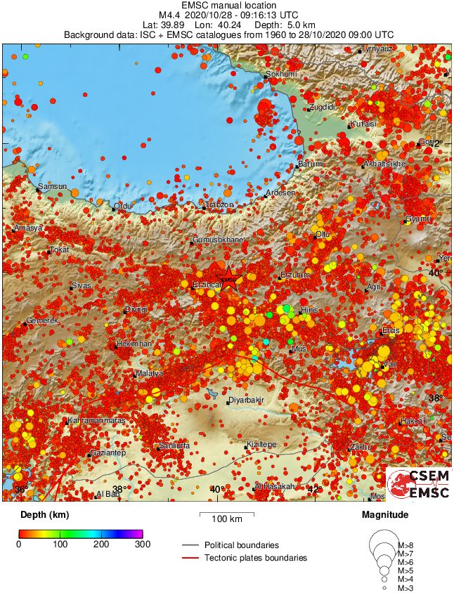 regional depth historical seismicity