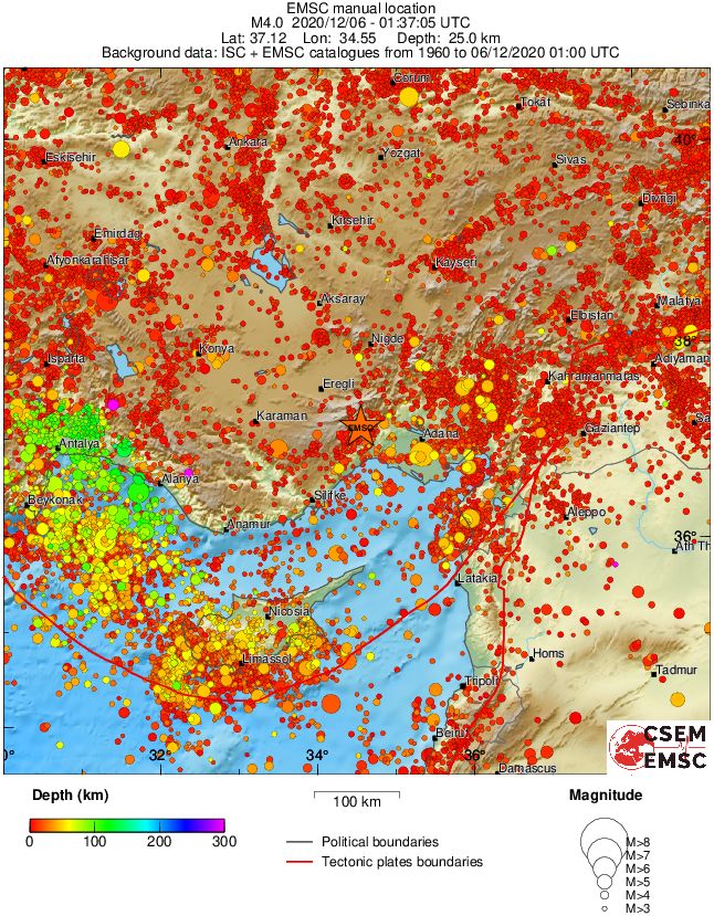regional depth historical seismicity
