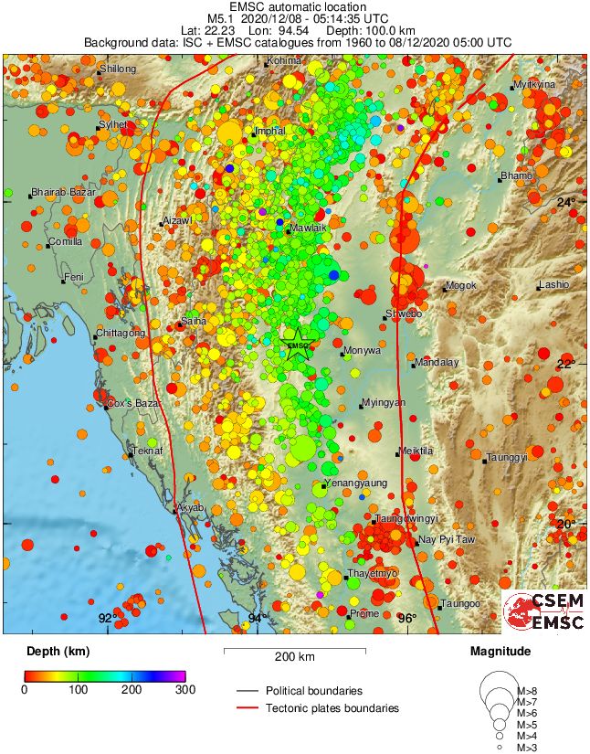 regional depth historical seismicity