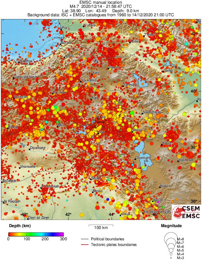 regional depth historical seismicity
