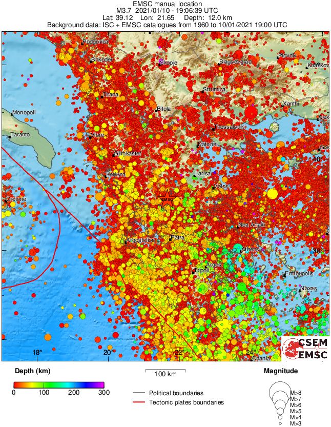 regional depth historical seismicity