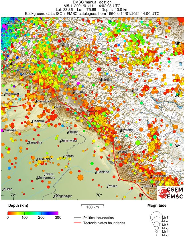 regional depth historical seismicity