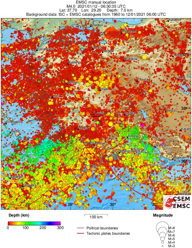 regional depth historical seismicity