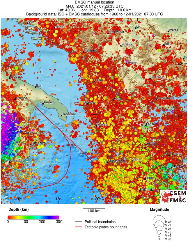 regional depth historical seismicity