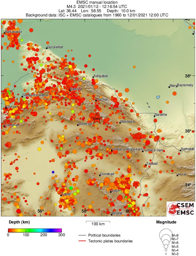 regional depth historical seismicity