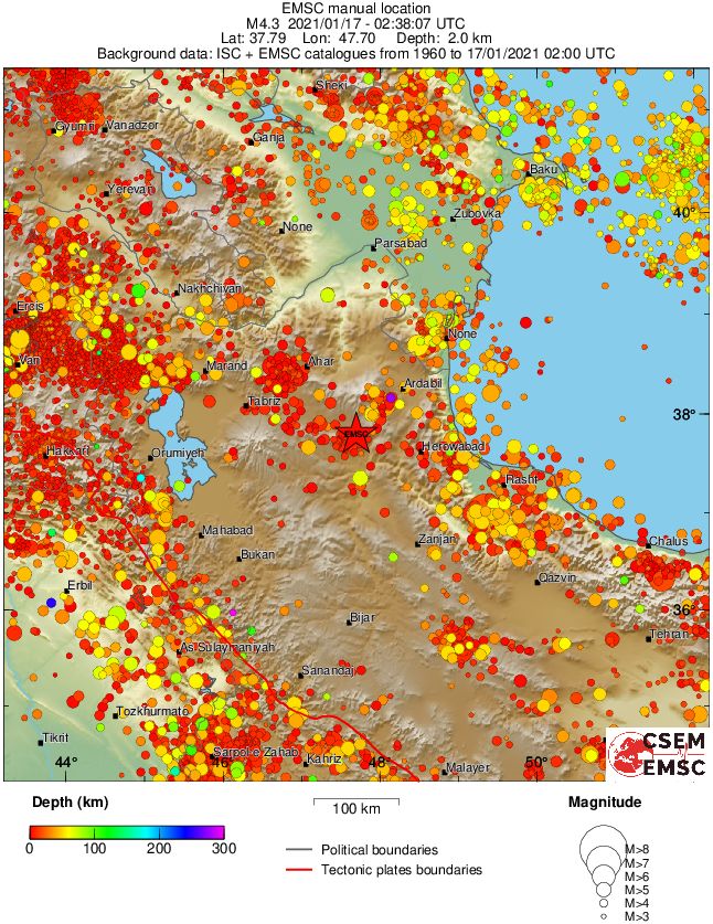 regional depth historical seismicity