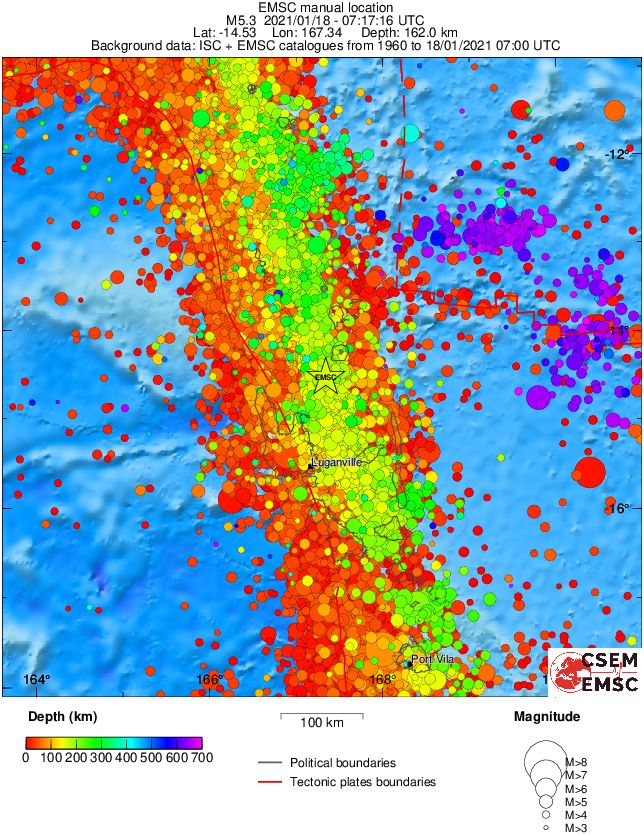 regional depth historical seismicity