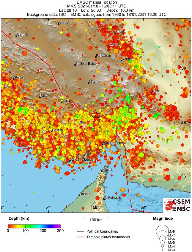 regional depth historical seismicity
