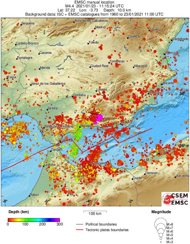 regional depth historical seismicity