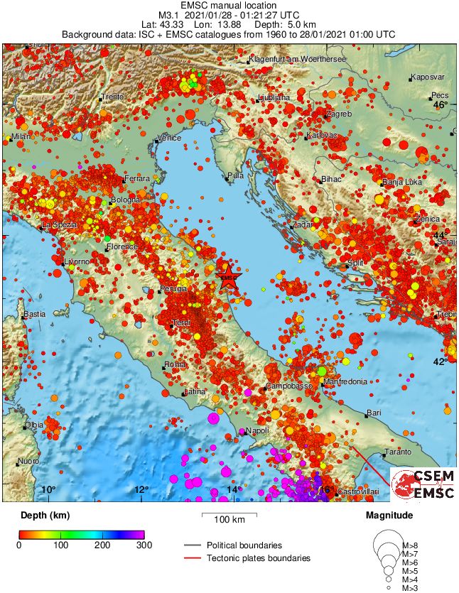 regional depth historical seismicity