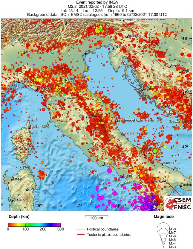 regional depth historical seismicity