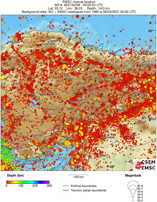 regional depth historical seismicity