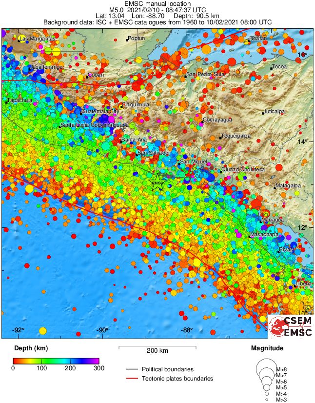 regional depth historical seismicity