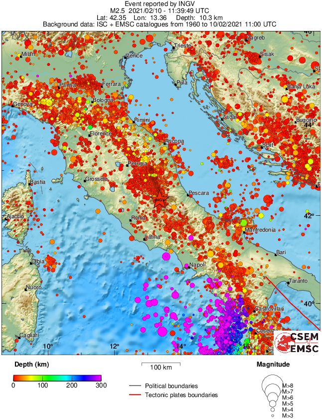 regional depth historical seismicity