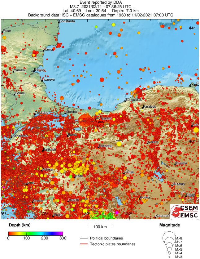 regional depth historical seismicity