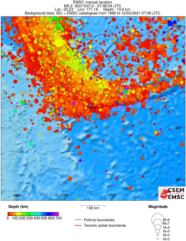 regional depth historical seismicity